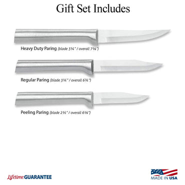 Rada Cutlery 3-teiliges Schälmesser-Geschenkset, silberne Griffe