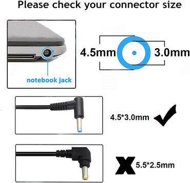 Ersatz-Netzteil für HP Laptops: 45-W-Netzteil mit blauer Spitze für HP Pavilion x360 L25296-002 740015-003, Stream 11, 13, 14, Elitebook 840 und TouchSmart 11, 13, 15 Serie