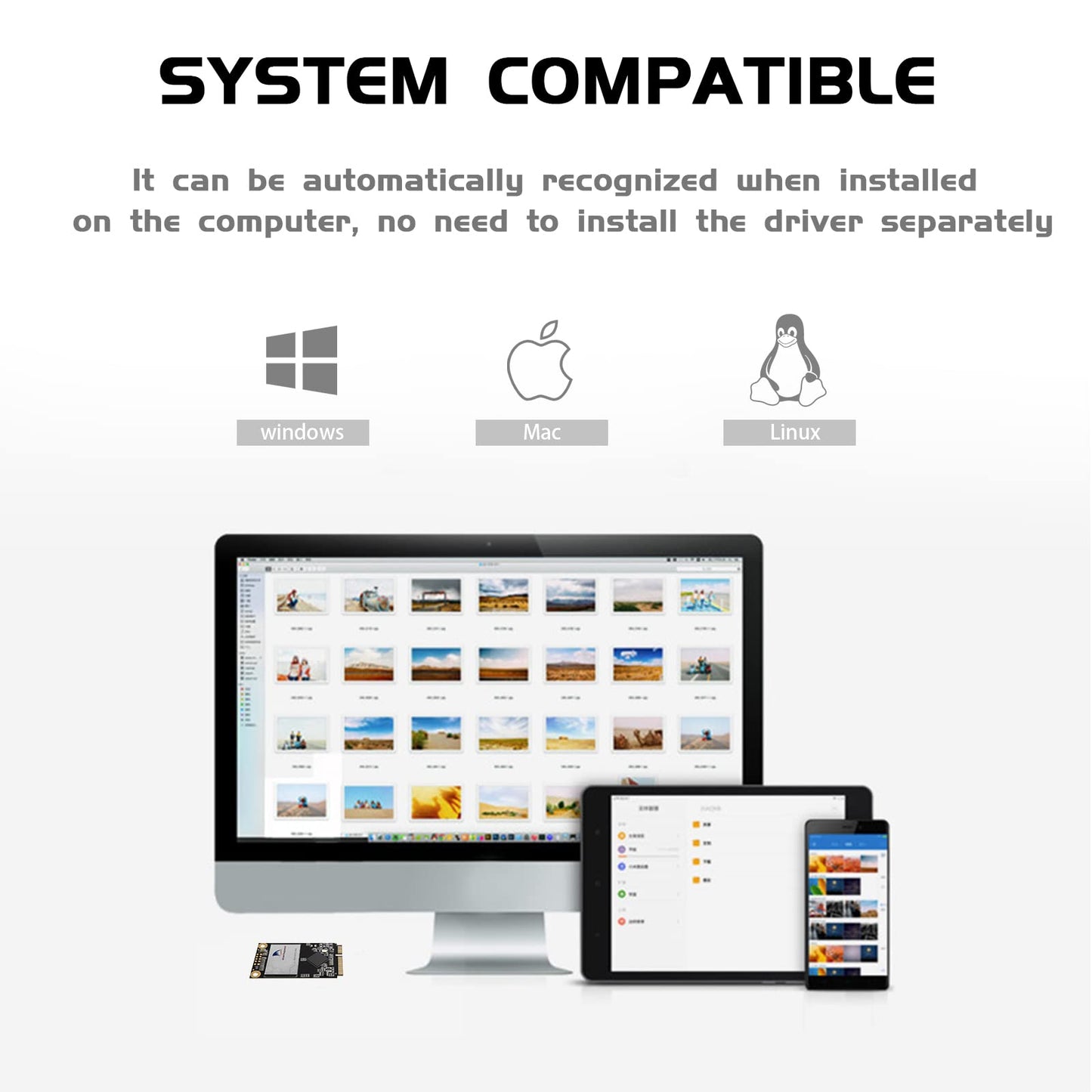 SSD mSATA 2TB SHARKSPEED Plus Internes Mini-SATA-SSD-Laufwerk 3D NAND Solid-State-Laufwerk für Mini-PCs, Notebooks, Tablets und PCs (mSATA 2TB)