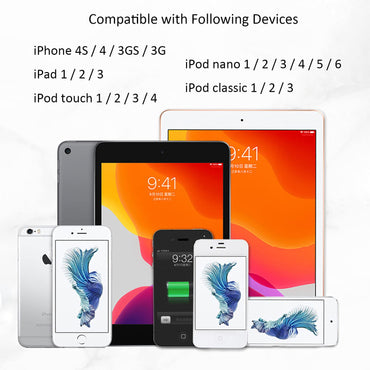Pocxwa Ladekabel kompatibel mit älteren iPhones (4, 4S, 3GS), älteren iPads (1., 2., 3. Generation), iPod Classic (1., 2., 3. Generation) und iPod Nano (5., 6. Generation). USB-Schnelllade- und Synchronisierungskabel (1 Stück).