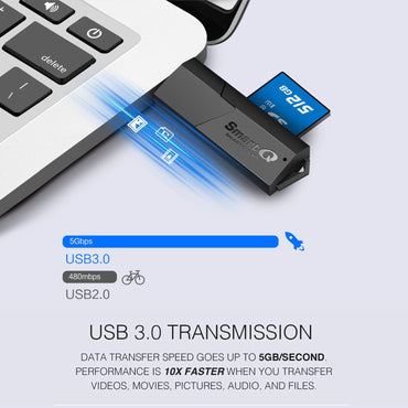 SmartQ C307 USB 3.0 Tragbarer Kartenleser für SD, SDHC, SDXC, MicroSD, MicroSDHC, MicroSDXC mit fortschrittlichem All-in-One-Design