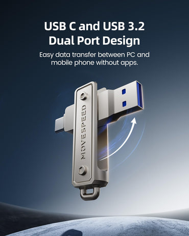 MOVE SPEED 512 GB Memory Stick, 130 MB/s USB-Stick mit Dual-Port (Typ-C + USB 3.2), Hochgeschwindigkeits-USB-Stick kompatibel mit 3.1/3.0/2.0 für iPhone 16/15 Serie, Android, MacBook/Pro/Air (1 Stück)