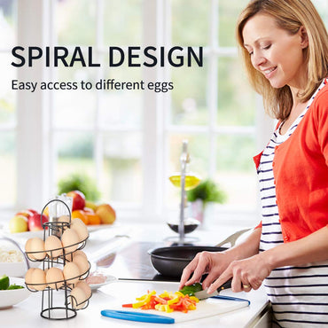 OBVIS Spiral-Eierständer, Metall, Aufbewahrungshalterung, Präsentations-Thekenständer, Schwarz
