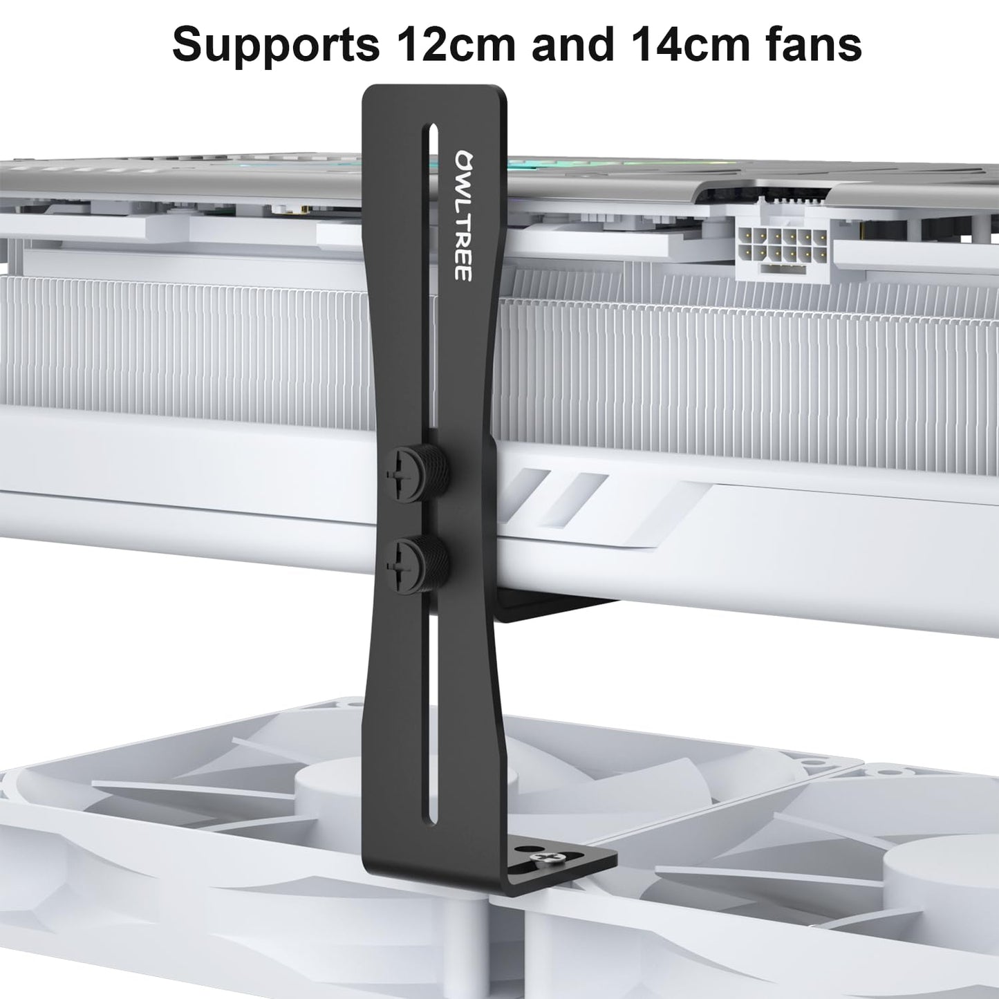 OwlTree GPU-Stützhalterung, Grafikkartenständer, Halterung zur Stabilisierung der GPU-Lüfter, geeignet für 12 cm und 14 cm Lüfter (0,24 bis 4,92 Zoll)