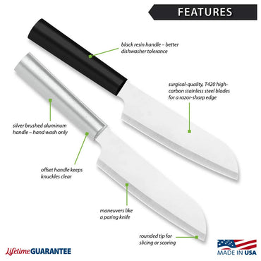 Rada Cutlery Küchenmesser (R140), 12 cm lange, hohlgeschliffene Klinge aus Edelstahl, hergestellt in den USA, silberner Griff