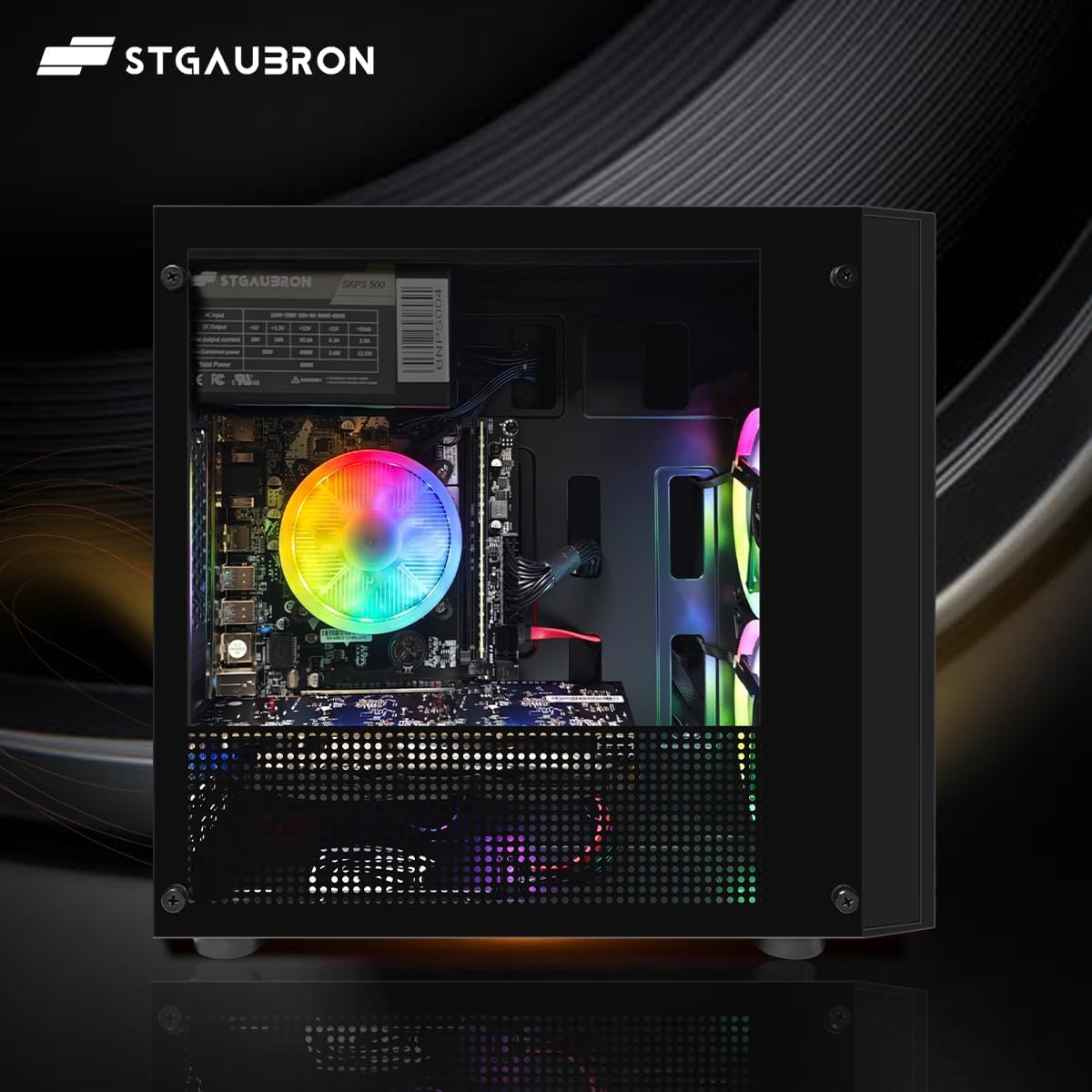 STGAubron Gaming PC Computer Desktop, Radeon RX 580 8G GDDR5, Intel Core i5-9400F up to 4.1GHz, 16G DDR4 Memory, 512G SSD, 600M WiFi, BT 5.0, RGB Fan x 2, Windows 11 Home