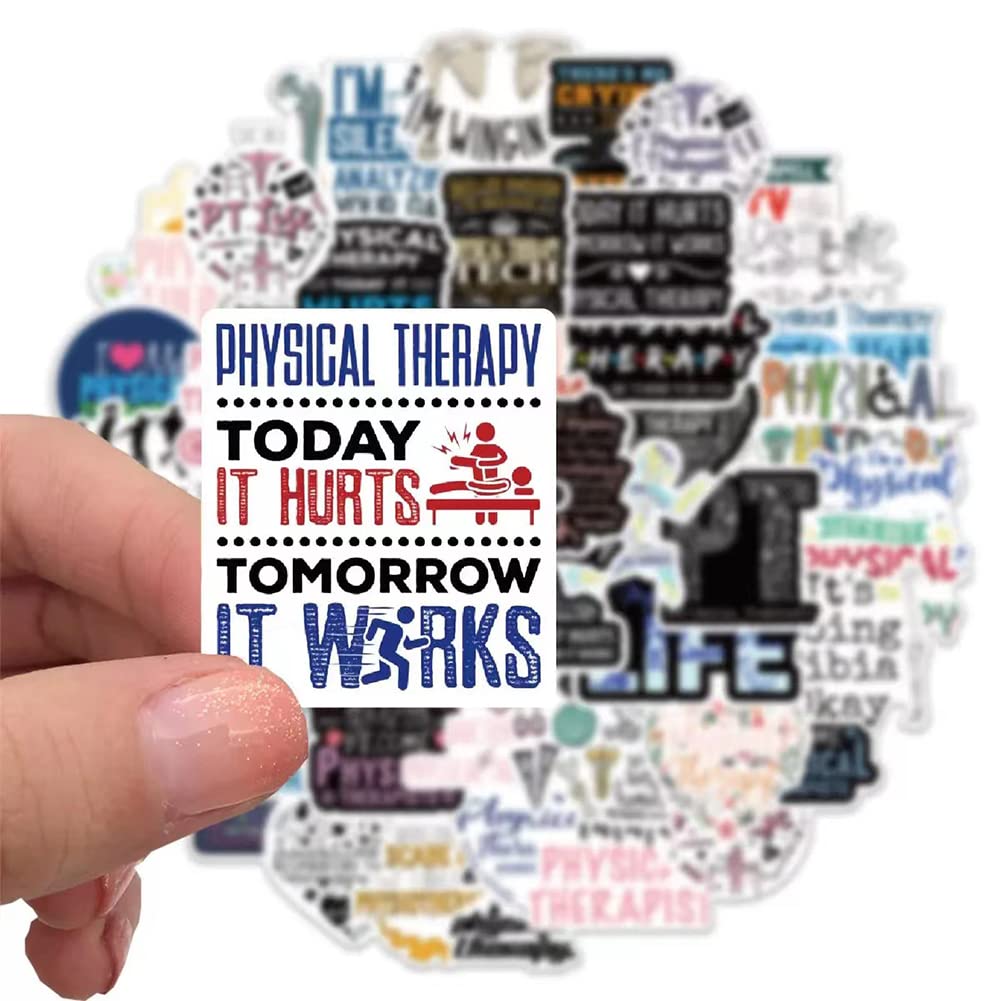 Aufkleber für Physiotherapie | 50 Stück wasserfeste Vinyl-Aufkleber für Physiotherapeuten zur Dekoration von Wasserflaschen, Laptops, Kühlschränken, Gepäck, Computern, Handys und Skateboards
