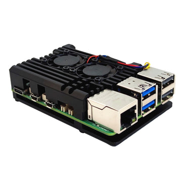 Raspberry Pi 5 Aluminiumlegierungs-Schutzgehäuse, Pi 5 Kühlkörper, passives Kühlgehäuse für Raspberry Pi 5 4GB/8GB (mit Dual-Lüfter)