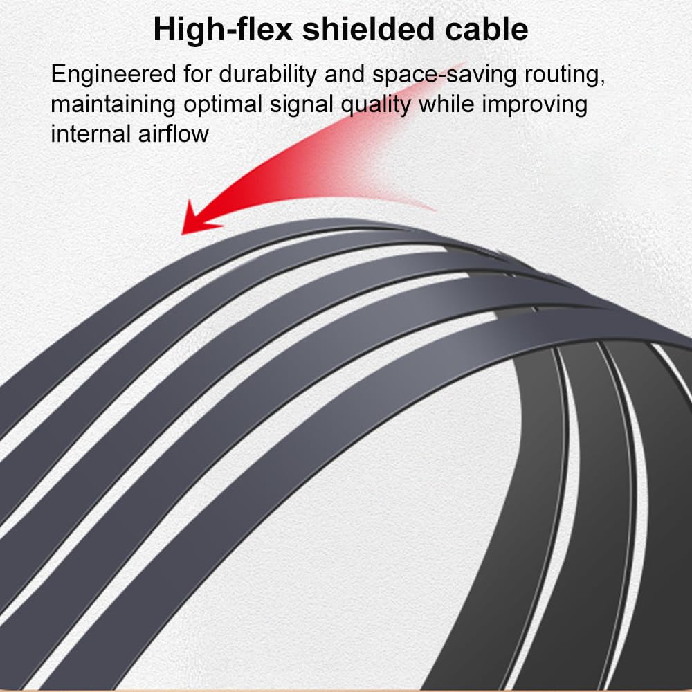 OwlTree PCIe 4.0 Riser-Kabel, PCIe 4.0 x16 High-Speed-Flexible-Verlängerung 90-Grad-Adapter, kompatibel mit 4090, 4080, 4070, 3090 und PCIe 3.0-Systemen, 200 mm / 7,8 Zoll