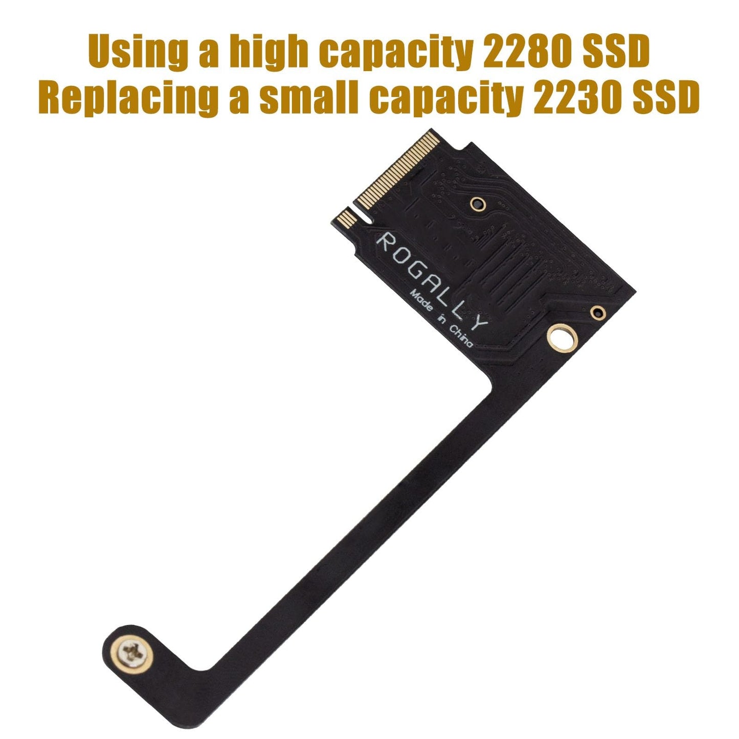 Suckoo SSD-Erweiterungskarte für Asus ROG Ally Handheld (2230 auf 2280) mit hoher Kapazität, NVMe M-Key NGFF M.2 PCIe 4.0/3.0 Gold Finger Adapter, 90°-Winkel, Schwarz