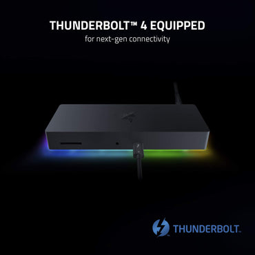 Razer Thunderbolt 4 Dock: 10 Anschlüsse in 1 – Dual-4K- oder Single-8K-Videoausgang – USB-A- und USB-C-Hub, 2,5-GbE-Thunderbolt-3-Anschluss, kompatibel mit Mac und PC – Thunderbolt-4-zertifiziert – Passthrough-Ladefunktion – Chroma