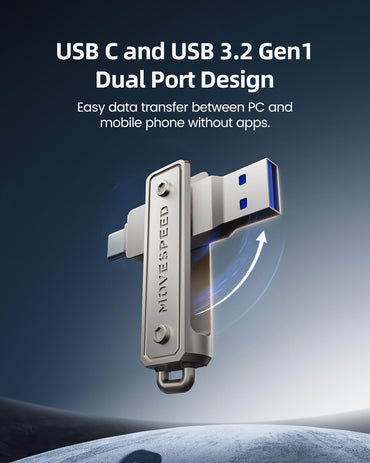 MOVE SPEED 128 GB USB-Stick, 400 MB/s Speicherstick mit Dual-Port (Typ-C + USB 3.2 Gen1), Hochgeschwindigkeits-USB-Stick kompatibel mit 3.1/3.0/2.0 für iPhone 17/16/15 Serie, Android, Mac/Pro/Air (1 Stück)