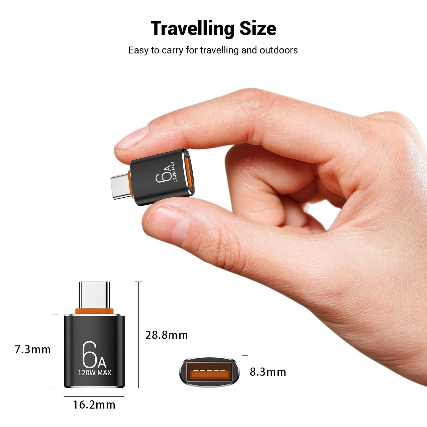 Pastall 10 Pack 10Gbps/120W USB C to USB3.1 Adapter,Black Type C Male to USB Female Adapter for Smartphone, PC, Laptop, Tablet, Keyboard etc.