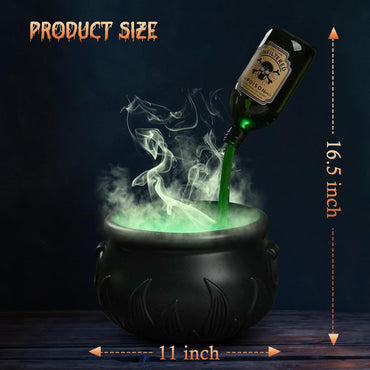Nollapo Halloween 10" Schwimmender Zaubertrankkessel mit Nebelmaschine - Gruselige Hexenkessel-Dekoration zum Selbermachen mit 9 Farbflaschen (10")
