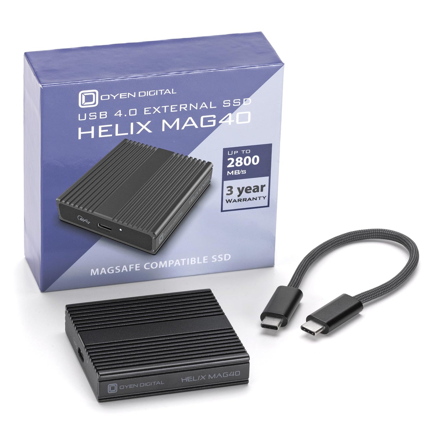 Oyen Digital Helix Mag40 4TB USB4 Portable Magnetic SSD, Up to 2800MB/s