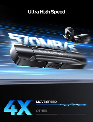 MOVE SPEED 1 TB SSD, 570 MB/s Lesegeschwindigkeit, externe SSD mit Dual-Port (Typ C + USB 3.2), tragbar, für iPhone 17/16/15, Android, Mac und Windows