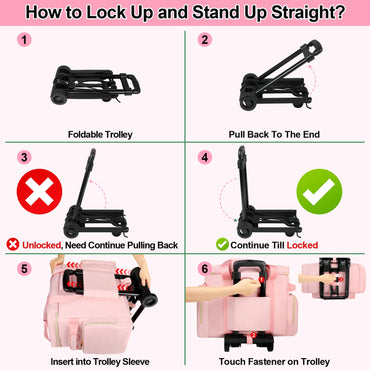 SIYNPAV Rollende Lehrertasche mit Akkordeon-Aktenorganizer, USB-Anschluss und 15,6-Zoll-Laptopfach, rollbare Lehrertasche mit abnehmbarem Trolley zur Aufbewahrung von Unterrichts- und Büromaterialien (Pink)