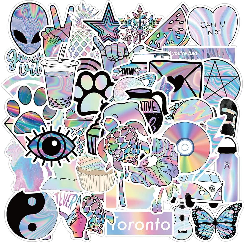 Niedliche Aufkleber für Wasserflaschen, 50er-Packung, süße, wasserfeste Vsco-Vinyl-Aufkleber im ästhetischen Stil für Laptop, Trinkflasche, Skateboard, Computer – für Teenager, Kinder und Mädchen