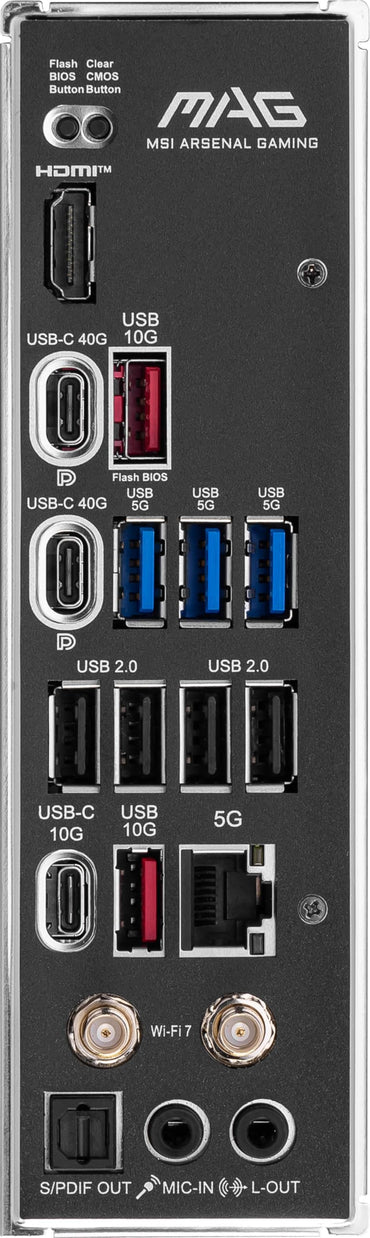 MSI MAG X870 Tomahawk WiFi Gaming-Motherboard (AMD Ryzen 9000/8000/7000 Prozessoren, AM5, DDR5, PCIe 5.0, M.2 Gen5, SATA 6Gb/s, USB 40Gbps, HDMI/DP, Wi-Fi 7, Bluetooth 5.4, 5Gbps LAN, ATX)