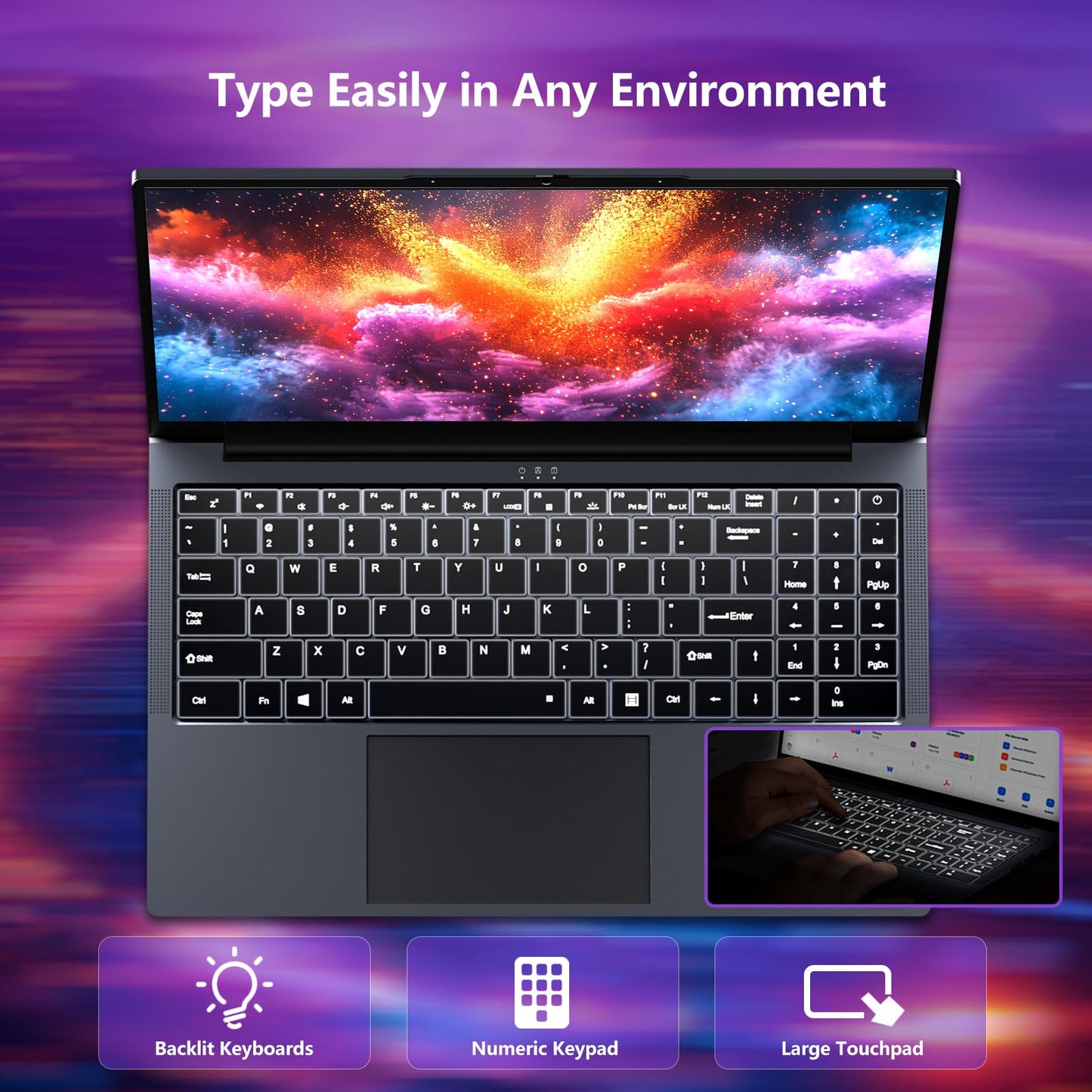 Omnica 2025 Laptop i5, 16-Zoll-Laptop mit bis zu 3,60 GHz, 16 GB RAM, 1 TB SSD, FHD-Display (1920 x 1200), 180°-Öffnungswinkel, Tastatur mit Hintergrundbeleuchtung – ideal für Studenten und Büroangestellte.