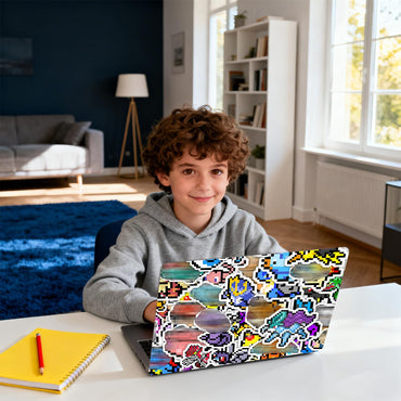 Pounchi Retro Pixel Anime Stickers (50Pcs Large Size) Aesthetic Cartoon PVC Sticker, Gifts for Laptop Water Bottle Skateboard Party Supplies Decorations Teens