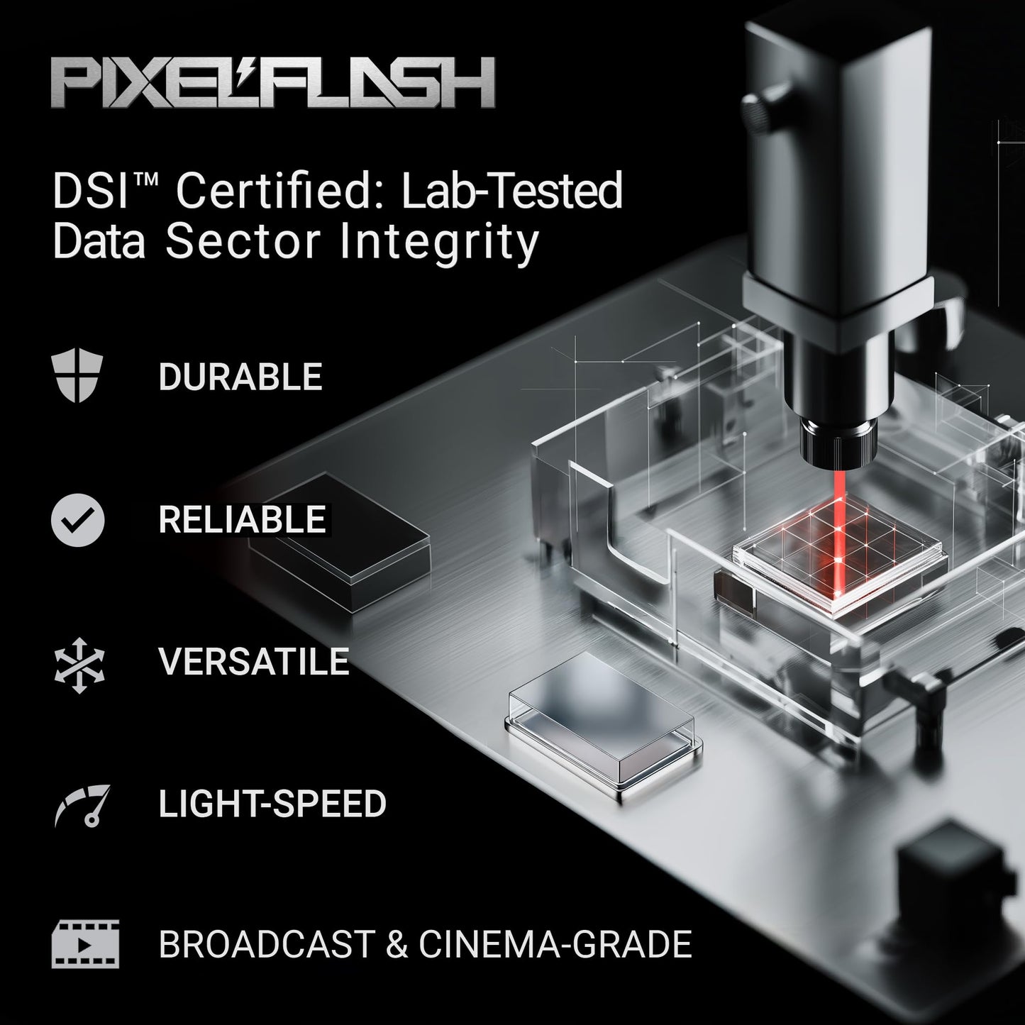 PixelFlash 1 TB CFast 2.0 Karte 3700X HyperCore 575 MB/s SATA3 VPG180, CFast-Karte für DSLR-Kameras, Video- und Fotokameras, laborgeprüft, zertifizierter Flash-Speicher, 1 TB, Modell 2025
