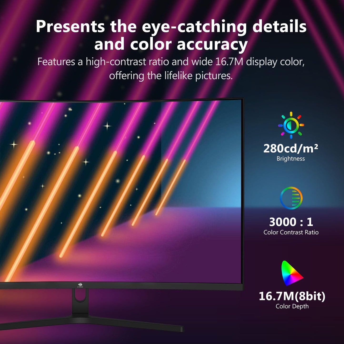 Z-Edge 32-Zoll-Curved-Gaming-Monitor, FHD 1080P 240Hz Curved-Monitor, 1500R Computermonitor, MPRT 1ms Monitor, UG32P 2x DP 1.4 Anschlüsse und 2x HDMI 2.0 Anschlüsse