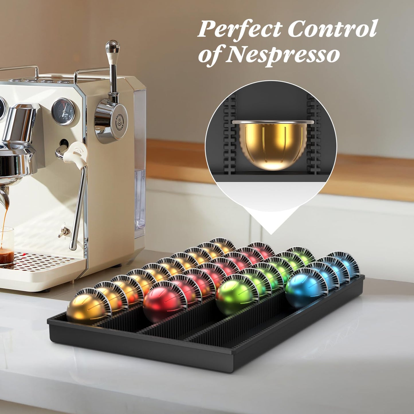 SZWQILIN Schubladeneinsatz zur Aufbewahrung von Kaffeekapseln für Nespresso Vertuo und Vertuoline Kapseln, kompatibel mit der Kaffeetheke, für Zuhause, Büro und Kaffeestation (schwarz)