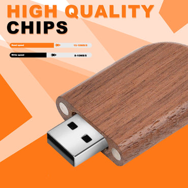 Neuartiger USB-2.0-Stick aus Holz, 16 GB Speicherkapazität, ellipsenförmiger USB-Stick mit Holzbox