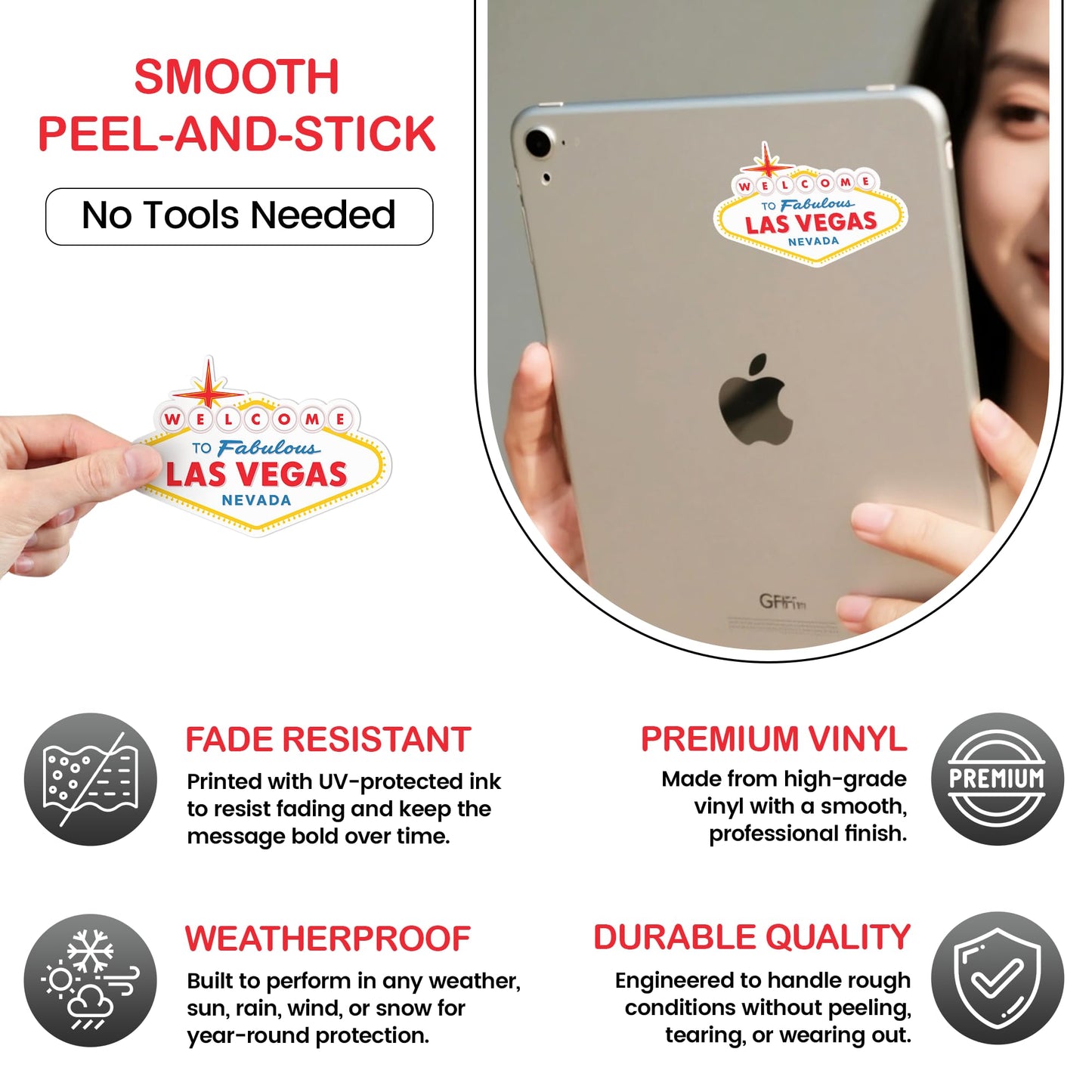 Sticky Expressions | (3 Stück) Willkommen im fabelhaften Las Vegas Aufkleber – Größe 7,6 x 5,1 cm – Stark haftend, langlebig, wetterfest. Perfekte Vegas-Aufkleber