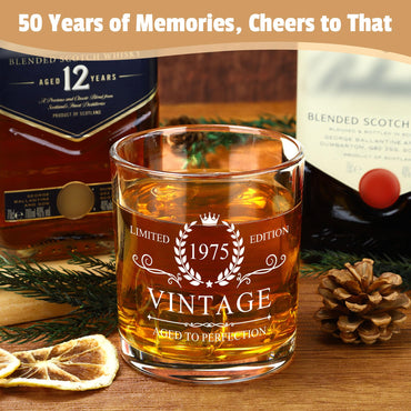 Pradnel 50th Birthday Gifts for Him Cool Gifts for 50 Year Old Man Happy 50th Birthday Decorations for Men Vintage 1975 Wine GlassToilet Paper Roll Novelty Socks Funny 50 Year Old Gift ideas for Mens