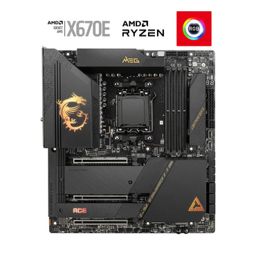 MSI MEG X670E ACE Gaming-Motherboard (AMD Ryzen 9000/8000/7000 Prozessoren, AM5, DDR5, PCIe 5.0, SATA 6Gb/s, M.2, USB 3.2 Gen 2, Wi-Fi 6E, Bluetooth 5.3, HDMI/DP, EATX)