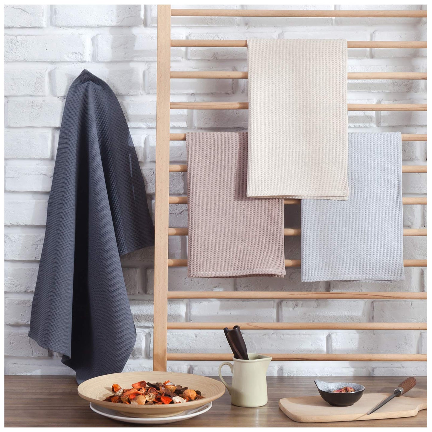 PY HOME & SPORTS Geschirrtuch-Set, 100 % Baumwolle, Waffelpiqué, 4-teilig, super saugfähige Küchenhandtücher zum Trocknen und Reinigen (43 x 63,5 cm, 4er-Set)