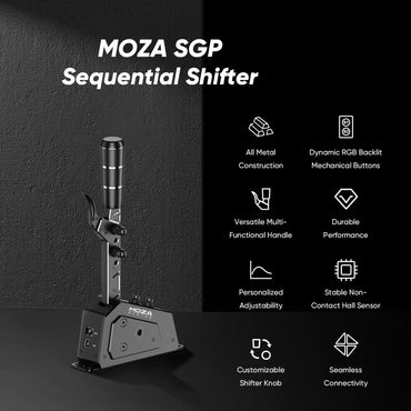 MOZA SGP Sequential Shifter PC USB Racing Simulator Joysticks, vielseitiger Multifunktionsgriff, berührungsloser Hall-Sensor, individuelle Einstellmöglichkeiten, dynamische RGB-hintergrundbeleuchtete mechanische Tasten
