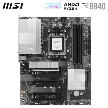 MSI PRO B840-P WiFi-Mainboard, ATX – Unterstützt AMD Ryzen 9000/8000/7000 Prozessoren, AM5 – DDR5-Speicher-Boost (übertaktbar auf über 8000 MT/s), PCIe 4.0 x16, M.2 Gen4, Wi-Fi 7, 2,5G-LAN
