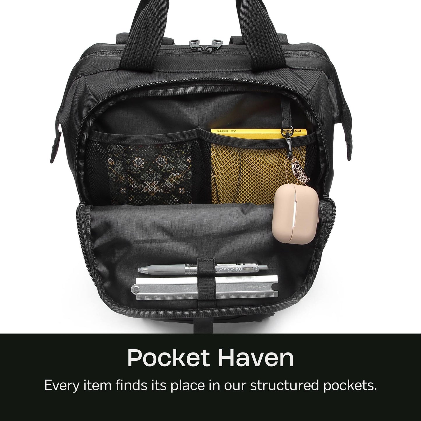 SUNNY BIRD Laptop-Rucksack, 15,6-Zoll-Laptop-Arbeitstasche, weit zu öffnender Freizeitrucksack für Damen, Herren und Erwachsene (Schwarz)