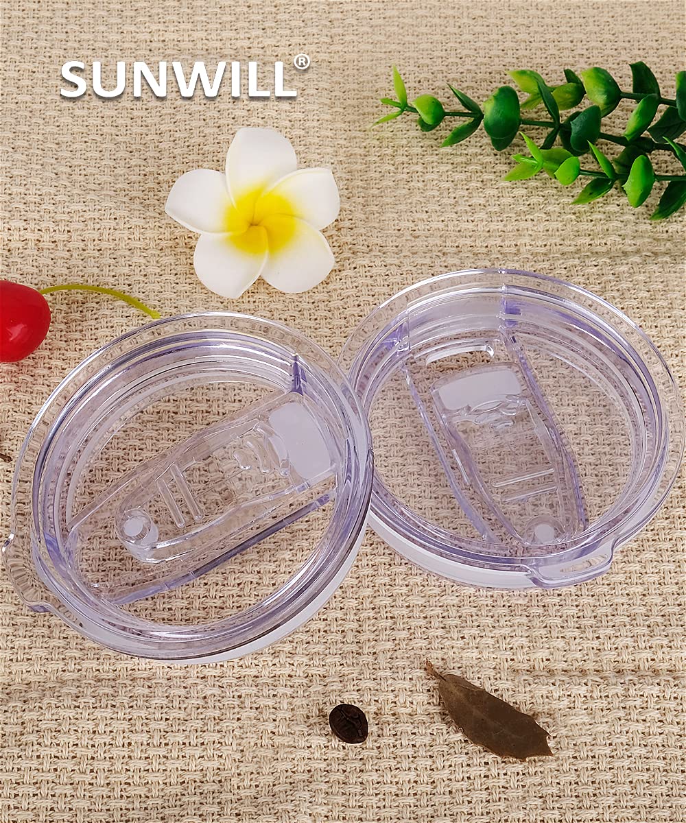 SUNWILL Lid 20oz Travel Tumblers Only, Spill Proof Lid, Splash Resistant Silicone Sliding Covers Replacement 2 Pack, Straw Friendly, BPA Free