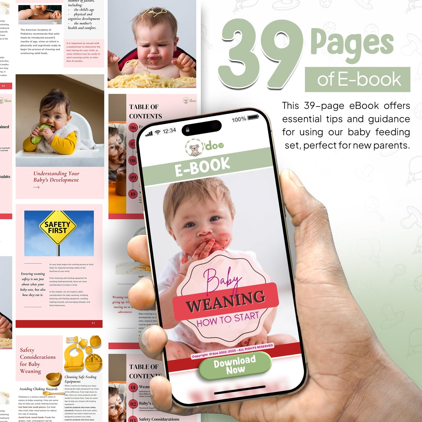 O'doe 17-teiliges BPA-freies Silikon-Baby-Fütterungsset | Dicke und weiche Saugnapfteller, Babyschalen, Holzgabel und -löffel und mehr | Macht die Mahlzeiten für Ihr Kleines einfach und unterhaltsam (Grün, V2)