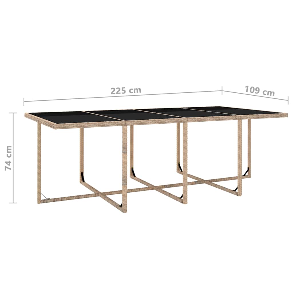 13-tlg. Garten-Essgruppe mit Auflagen Poly Rattan Beige