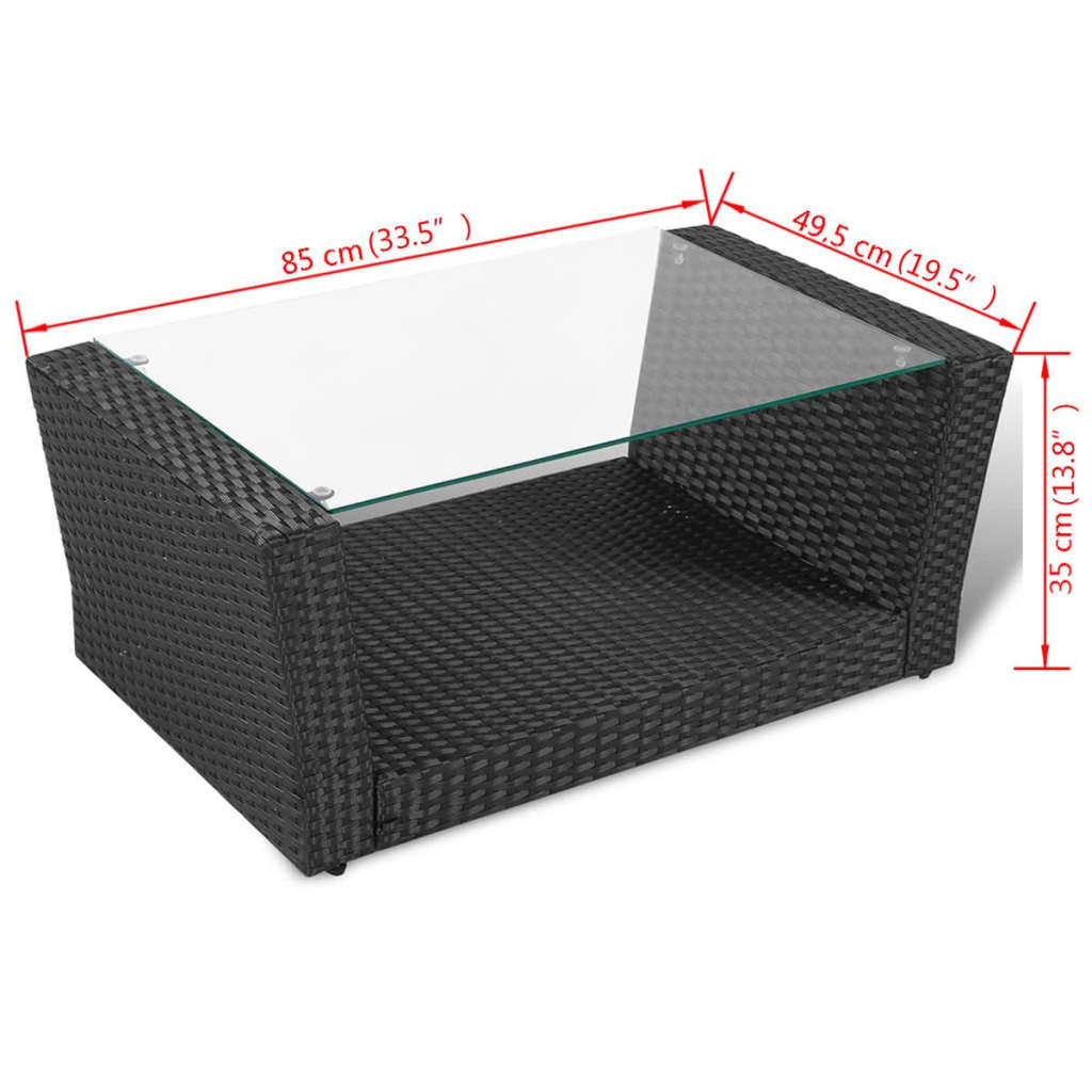 vidaXL 4-tlg. Garten-Lounge-Set mit Kissen Poly Rattan Schwarz