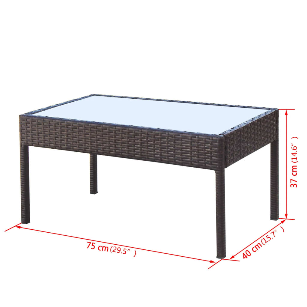 vidaXL Salon de jardin 4 pcs avec coussins résine tressée marron