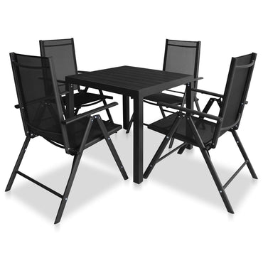 vidaXL 5-tlg. Garten-Essgruppe Aluminium und WPC Schwarz