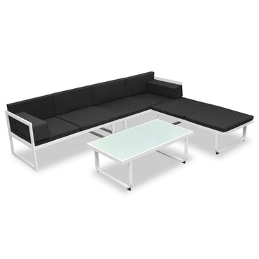 vidaXL Salon de jardin 4 pcs avec coussins aluminium noir