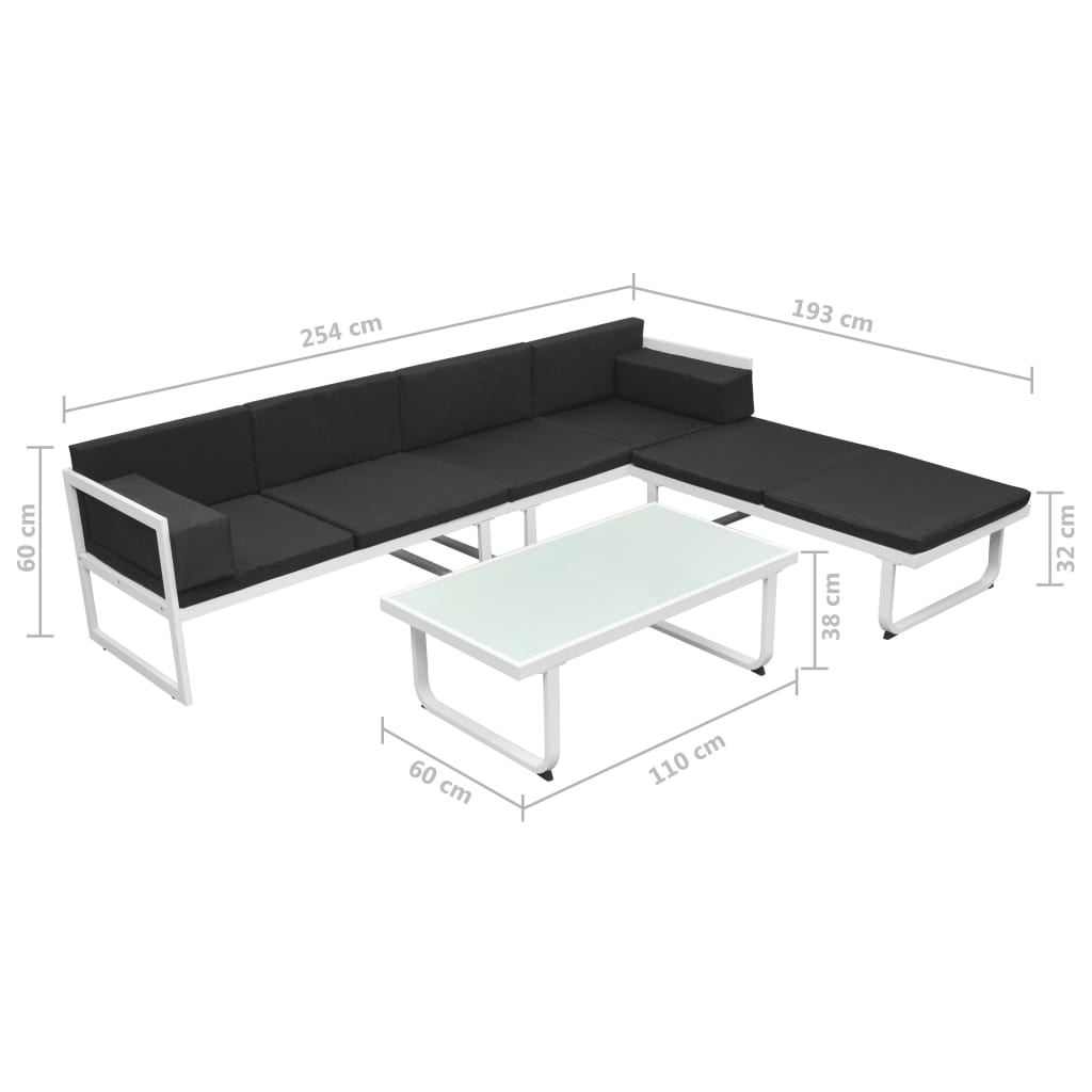 vidaXL Salon de jardin 4 pcs avec coussins aluminium noir