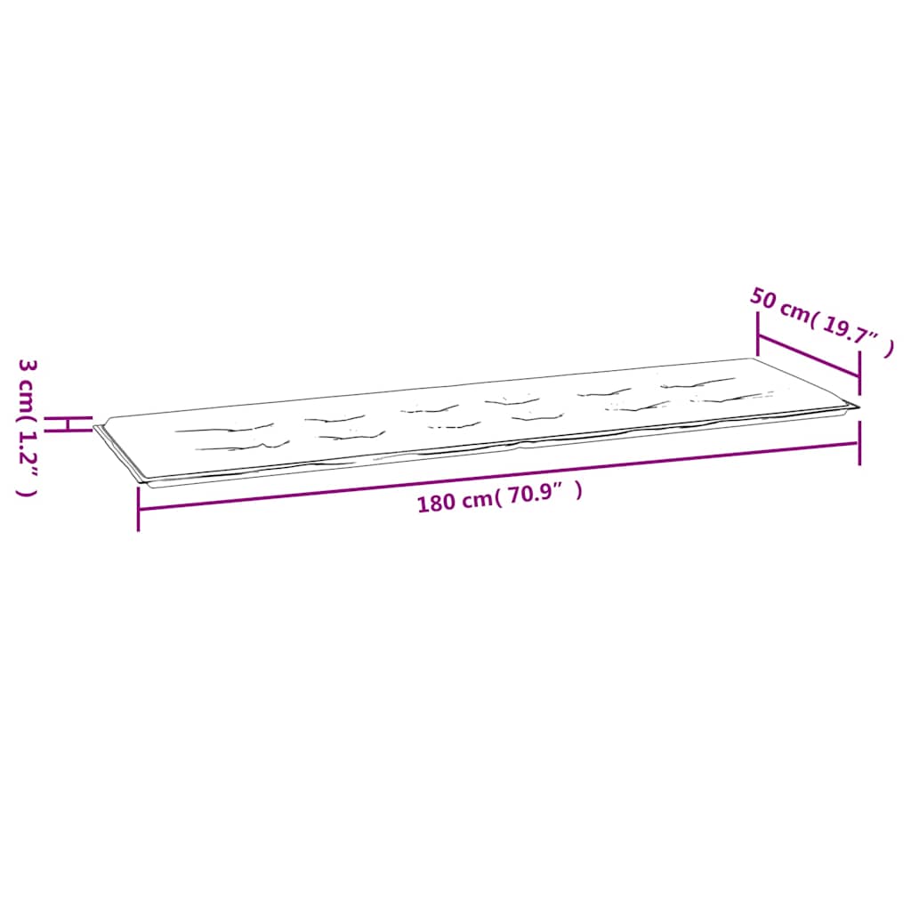 vidaXL Coussin de banc de jardin vert 180x50x3 cm en tissu Oxford