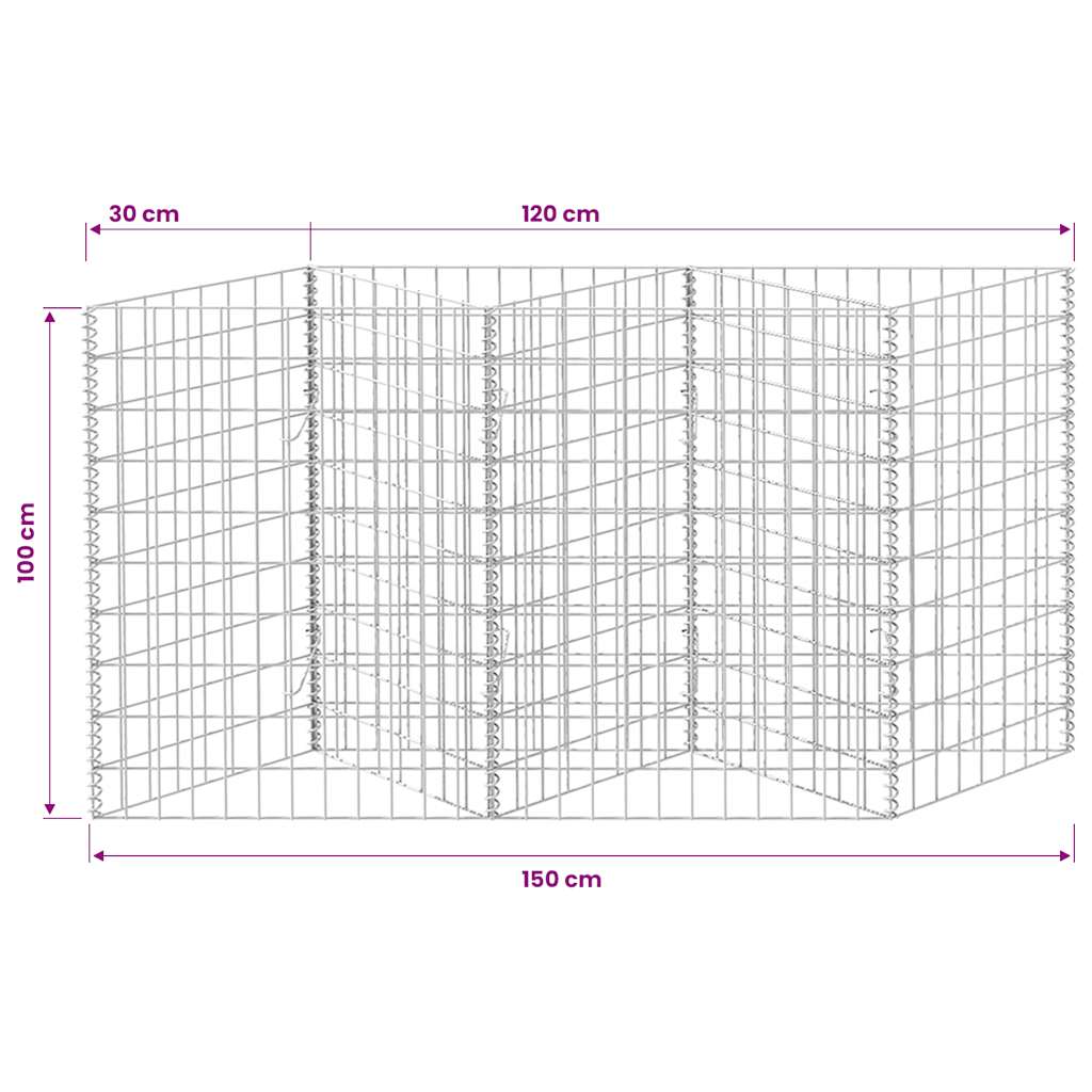 vidaXL Gabionen jardinière, potager surélevé en acier 120×30×100 cm
