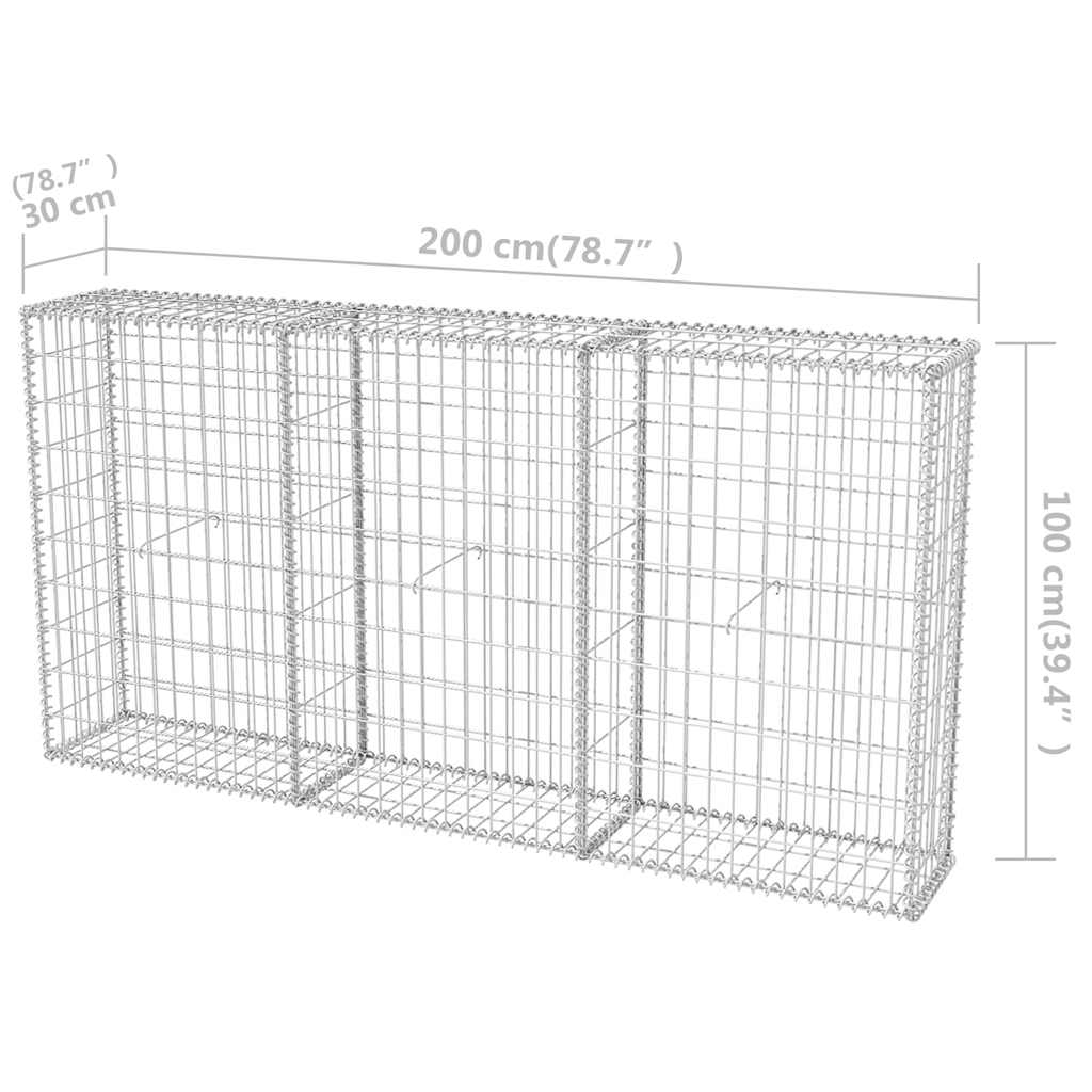 vidaXL Panier de gabions acier 200×30×100 cm