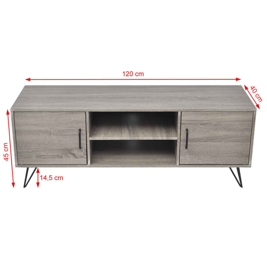 vidaXL Meuble TV Gris 120x40x45 cm Gris