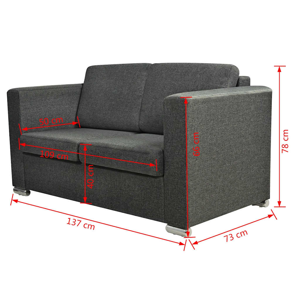 vidaXL Sofa 2-Sitzer Stoff Dunkelgrau