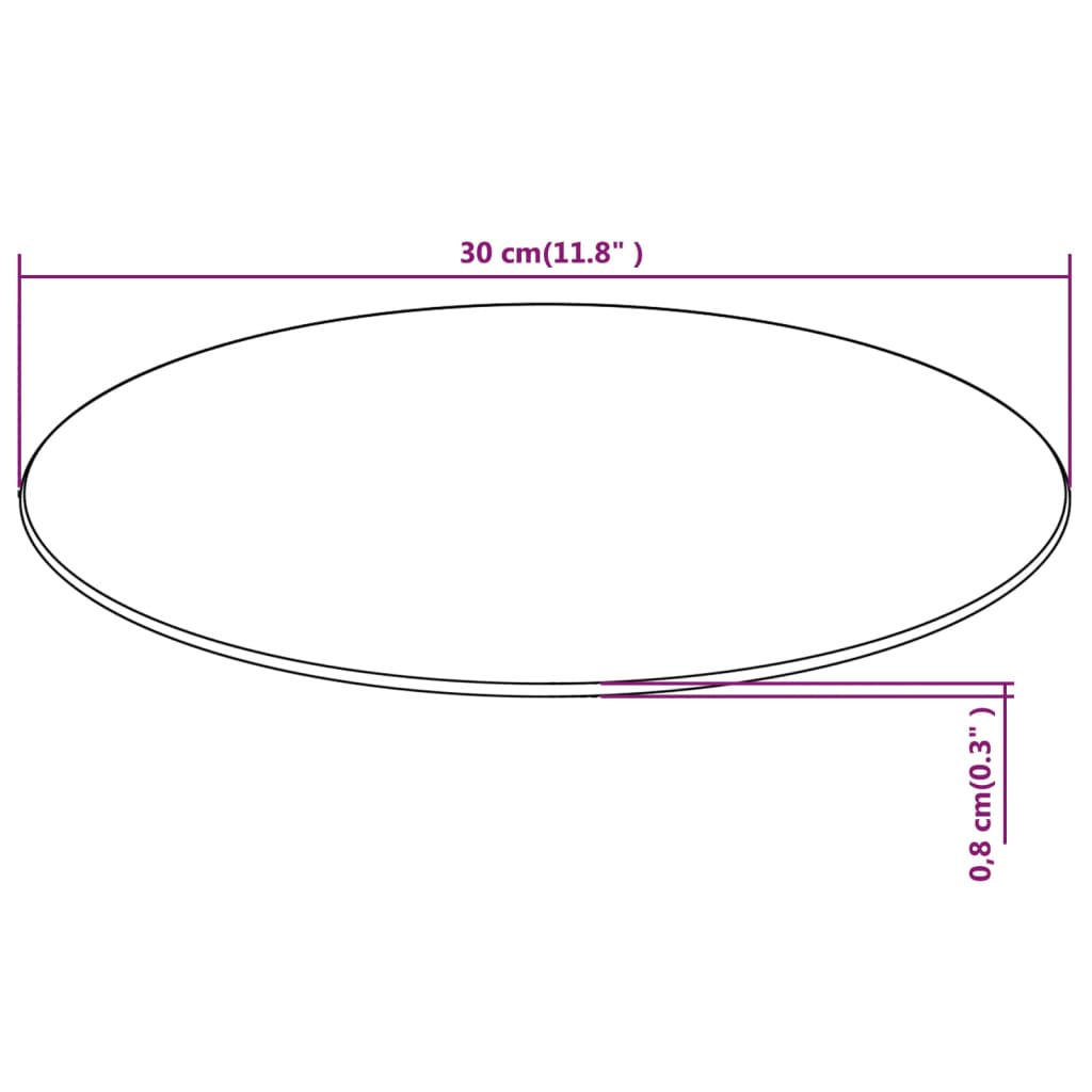 vidaXL Plateau de table en verre trempé rond 300 mm